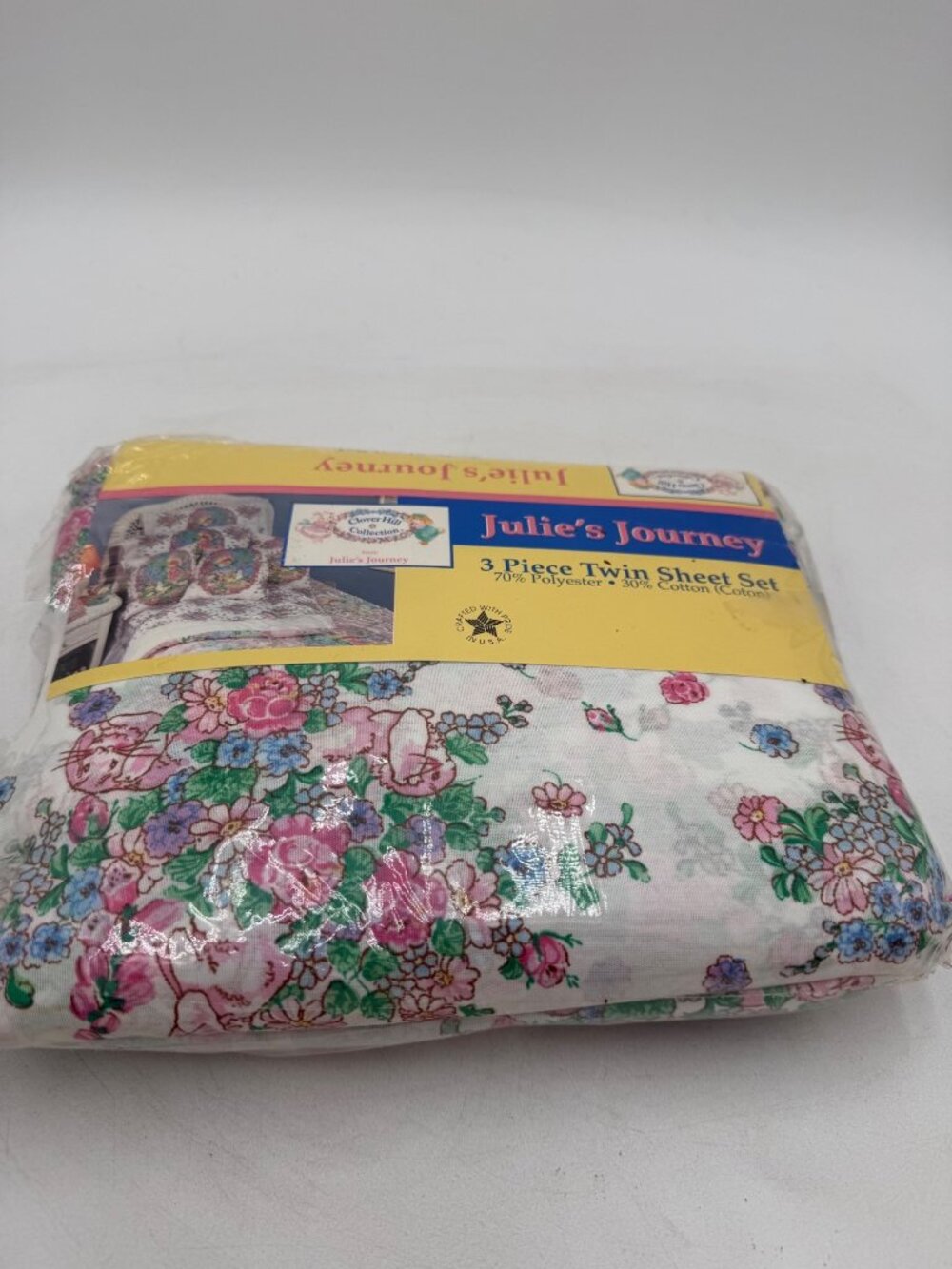 Vintage Julies Journey 3 Piece Twin Sheet Set Floral Print Made In USA